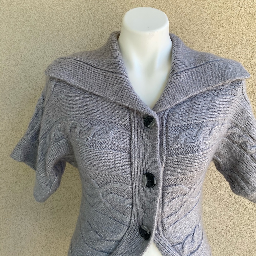 Couture Boho Knit Asymmetrical Button Up Cardigan - Picture 2 of 5